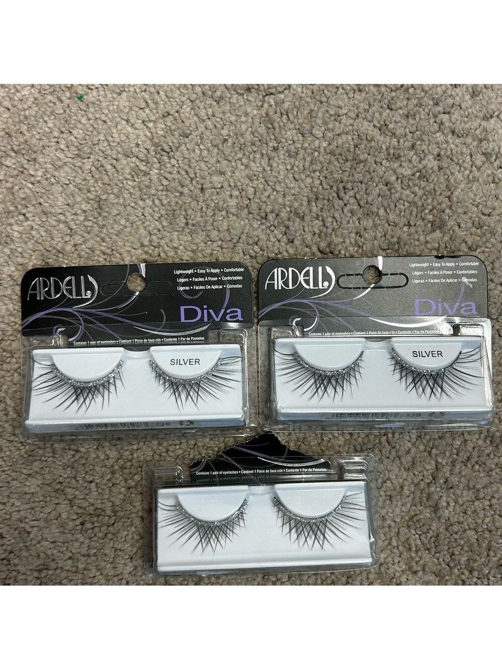 Ardell Diva metallic silver glitter lined lashes bundle set NWT cosplay theatre